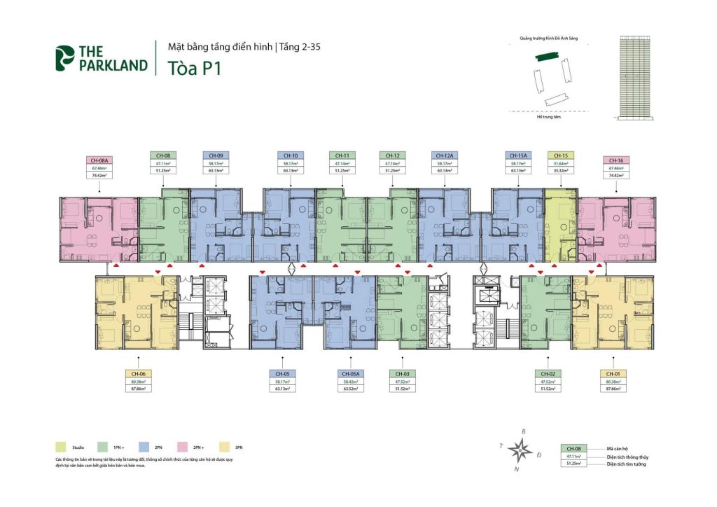Mặt bằng tòa P1 dự án Imperia Ocean City - The Parkland