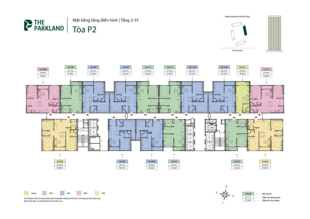 Mặt bằng điển hình tầng 2-35 tòa P2 dự án Imperia Ocean City - The Parkland