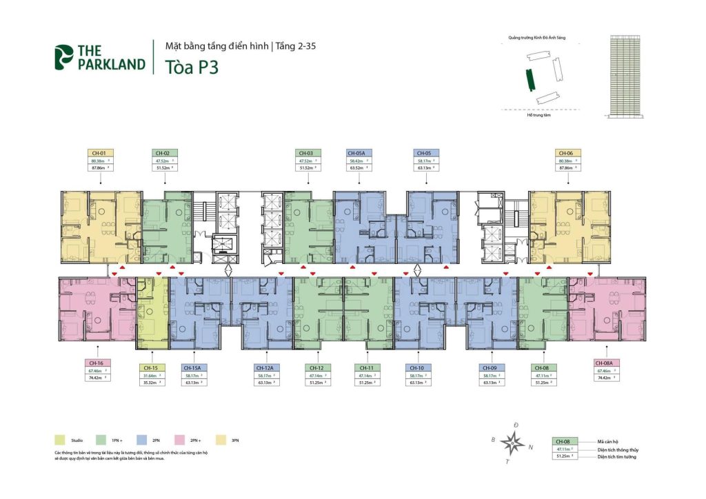 Mặt bằng điển hình tầng 2-35 tòa P3 dự án Imperia Ocean City - The Parkland