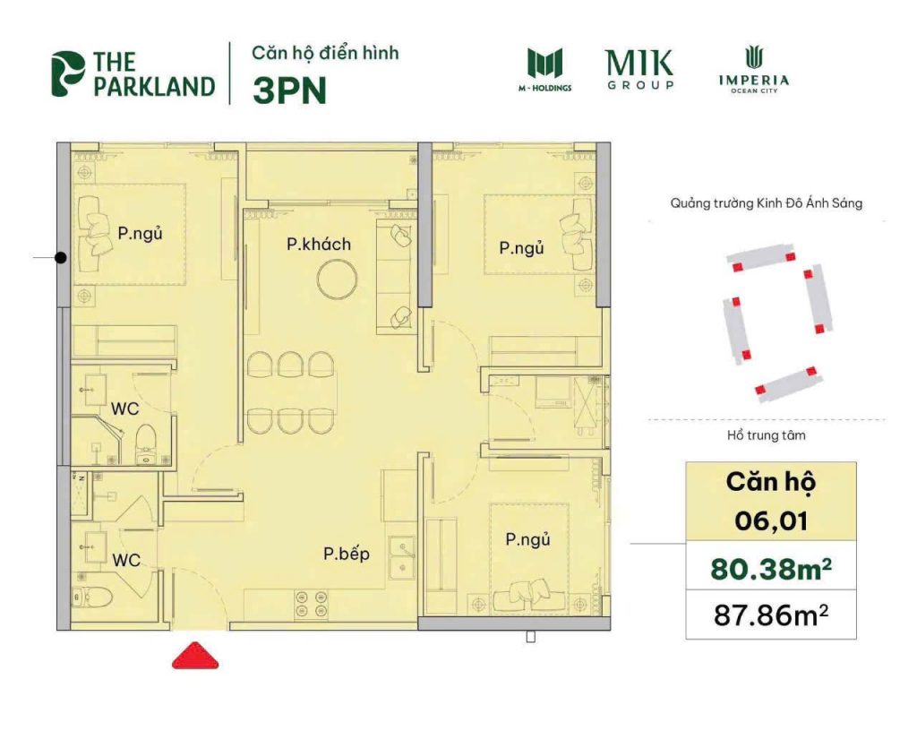Thiết kế căn hộ 3PN dự án Imperia Ocean City - Phân khu The Parkland