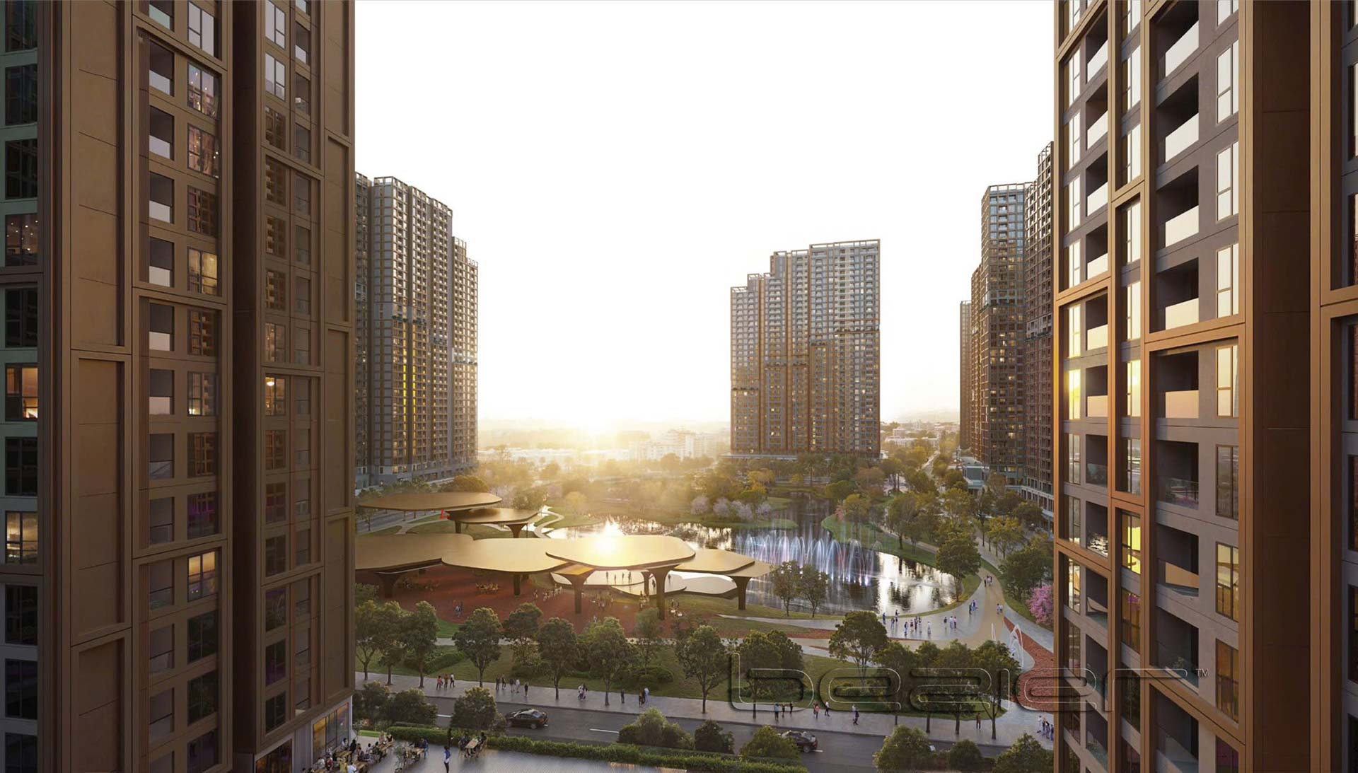 Phân khu The Parkland tọa lạc tại điểm giao giữa khu compound cao cấp và công viên trung tâm – nơi hình thành một ốc đảo sống đúng nghĩa