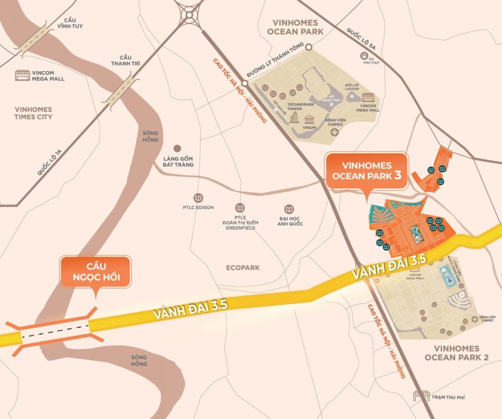 Bản đồ kết nối Imperia Ocean City: Thừa hưởng hạ tầng hoàn thiện với Vành Đai 3.5, cầu Ngọc Hồi, cầu Thanh Trì và các tuyến huyết mạch giúp rút ngắn thời gian di chuyển tới trung tâm Hà Nội và các khu đô thị trọng điểm Bản đồ kết nối Imperia Ocean City: Thừa hưởng hạ tầng hoàn thiện với Vành Đai 3.5, cầu Ngọc Hồi, cầu Thanh Trì và các tuyến huyết mạch giúp rút ngắn thời gian di chuyển tới trung tâm Hà Nội và các khu đô thị trọng điểm